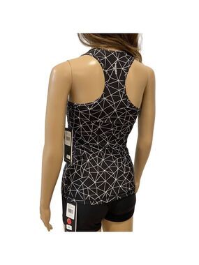 Karma Black & White Geometric Print Racerback Tank Top self bra with pads